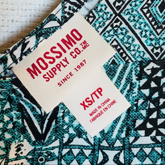 Mossimo, XS flowy tank top. Green, black and white pattern - Picture 3 of 5